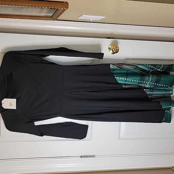 Cellabie Mock Neck Dress Black Green Plaid Small New Christmas - Picture 6 of 7